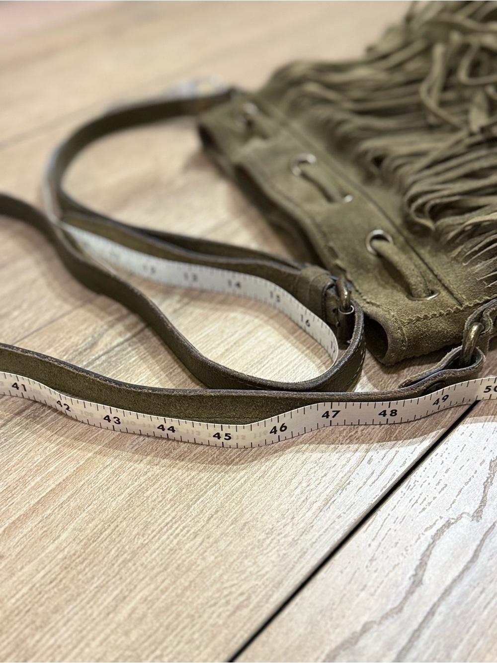 Patricia Nash Crossbody Boho Suede Fringe Bucket Bag Olive Green - Picture 15 of 16